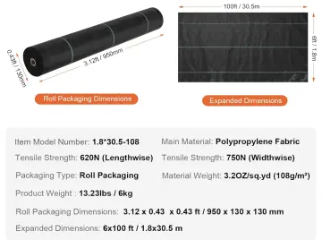 4ft x 300ft Heavy Duty Woven Weed Barrier Fabric Mat