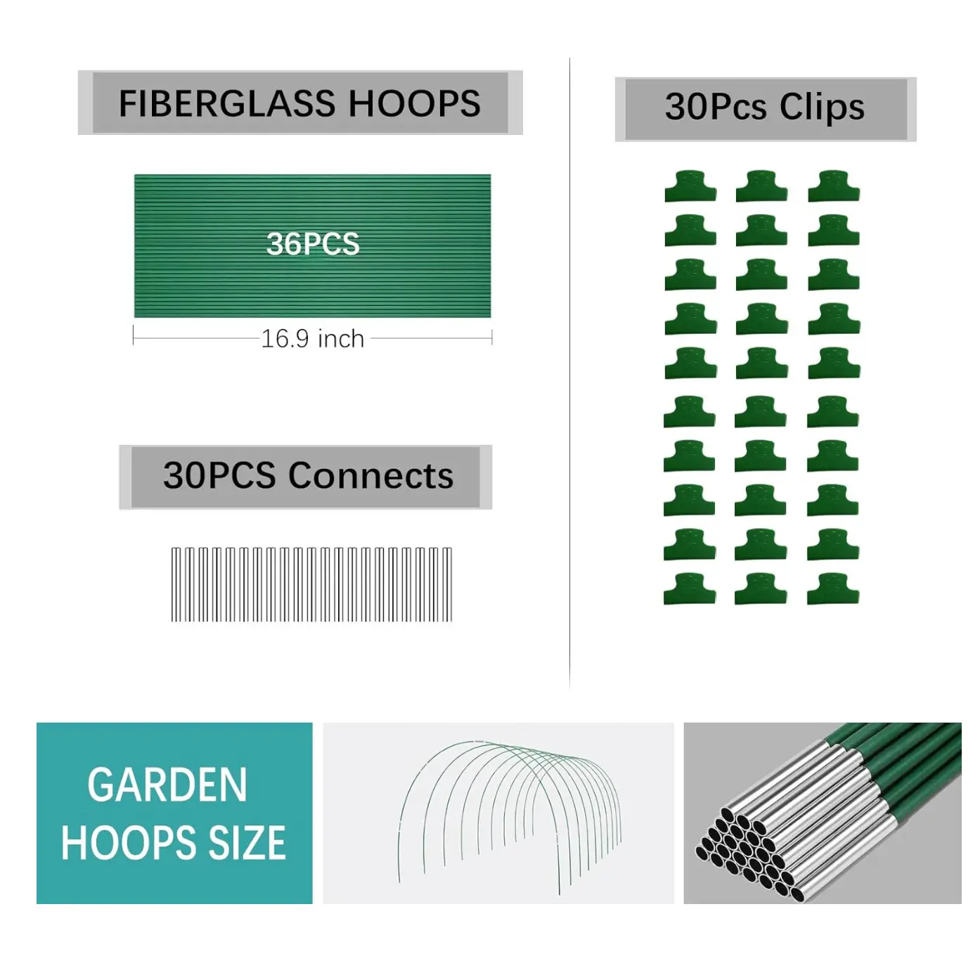 Greenhouse Hoops for Raised Beds,8ft Greenhouse Hoops,Grow Tunnel,6 Sets Garden Hoops Rustpro (.jpg